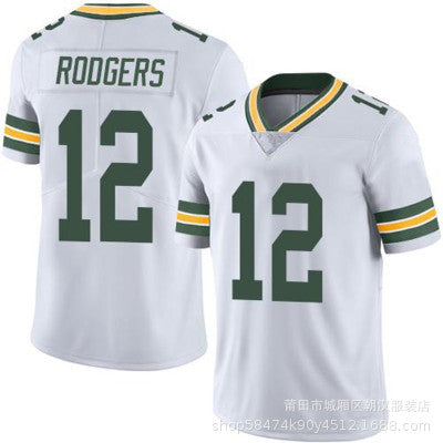 Maillot Green Bay Packers No 12 Rodgers White