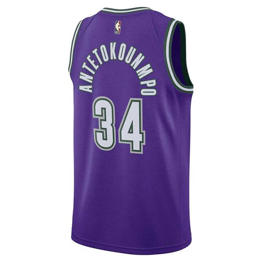 Maillot Milwaukee Bucks No 34 Giannis Antetokounmpo Purple