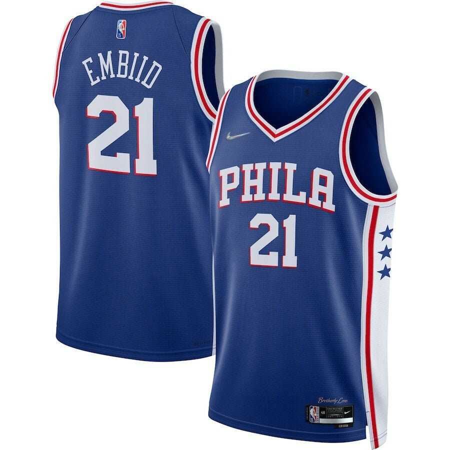 Maillot Philadelphie 76ers No 21 Embid Blue