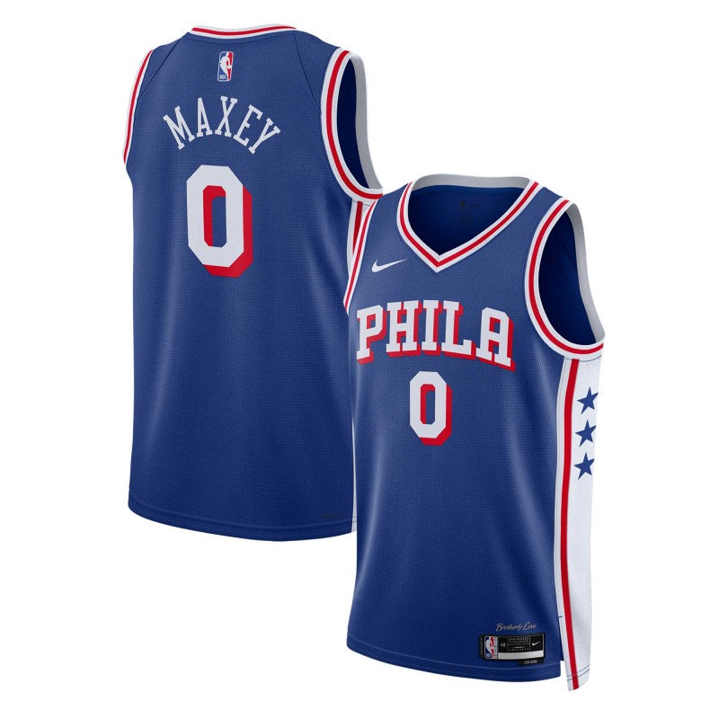 Maillot Philadelphie 76ers No 0 Maxey Blue