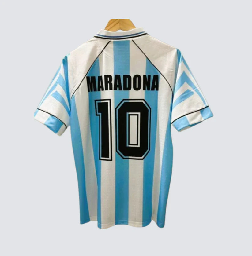 Maillot Argentine No 10 Maradona 1996 Domicile