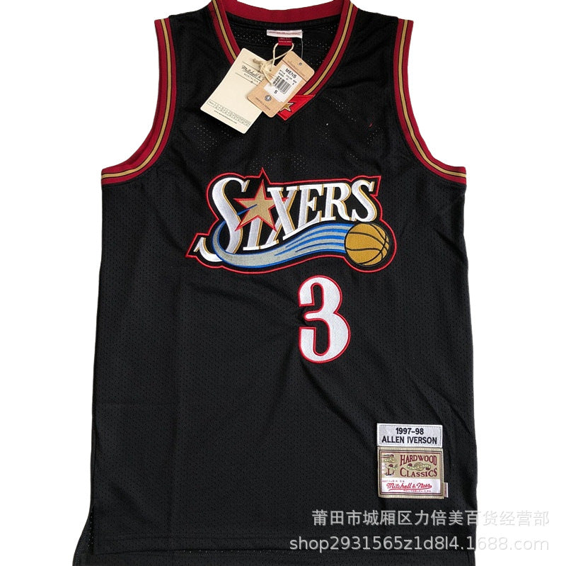 Maillot Philadelphie 76ers No 3 Allen Iverson Black