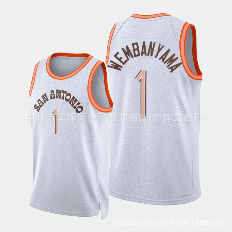 Maillot San Antonio Spurs No 1 Wembanyama White