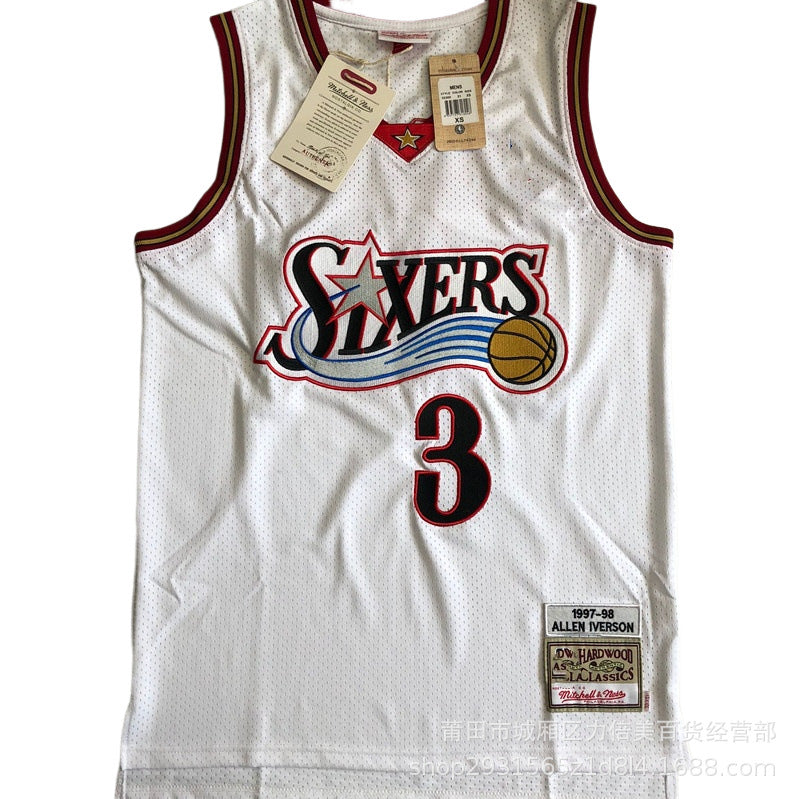 Maillot Philadelphie 76ers No 3 Allen Iverson White