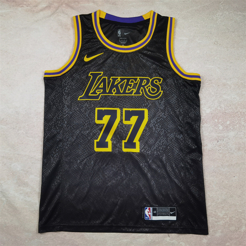 Maillot Los Angeles Lakers No 77 Doncic Edition Black Mamba 2025