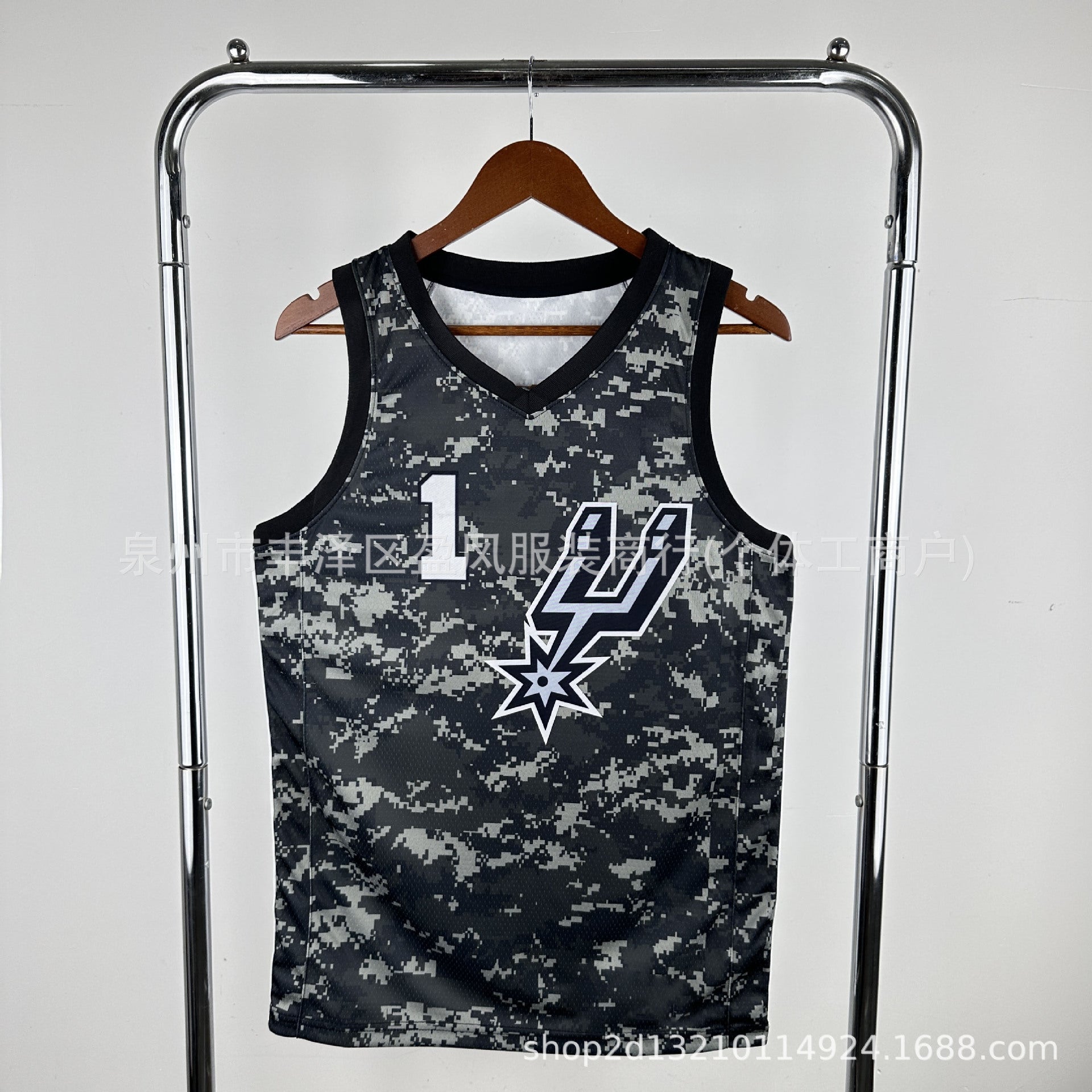 Maillot San Antonio Spurs No 1 Wembanyama camouflage