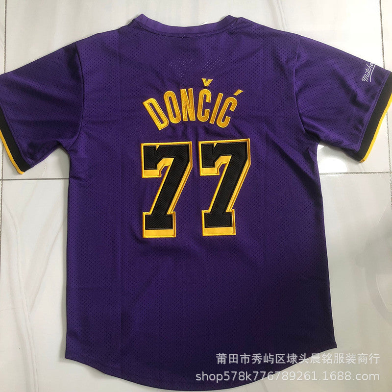 Maillot Summer Los Angeles Lakers No 77 Doncic Purple