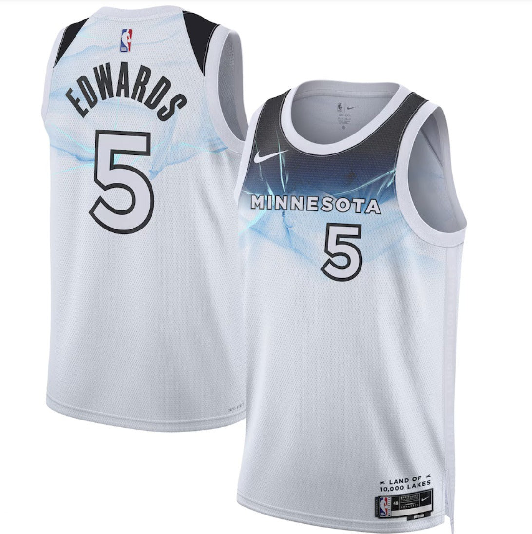 Maillot Minnesota Timberwolves No 5 Edwards White