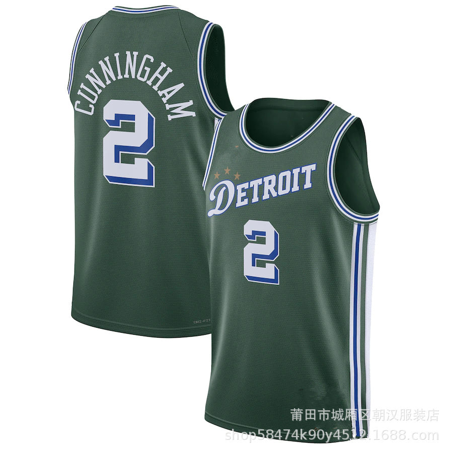 Maillot Detroit Pistons No 2 Cade Cunningham Green
