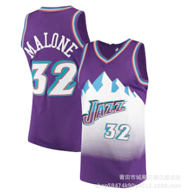 Maillot Uttah Jazz No 32 Karl Malone Purple