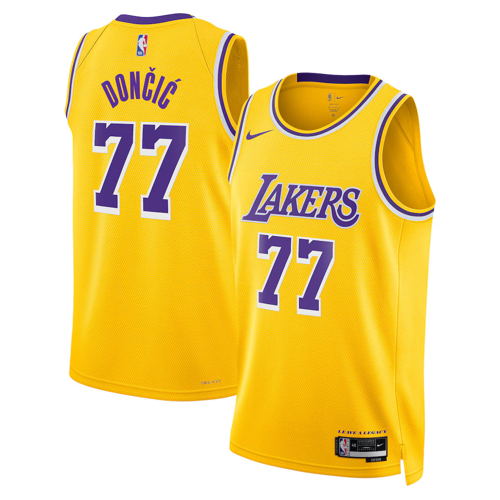 Maillot Los Angeles Lakers No 77 Doncic Edition Swingman Yellow 25/26