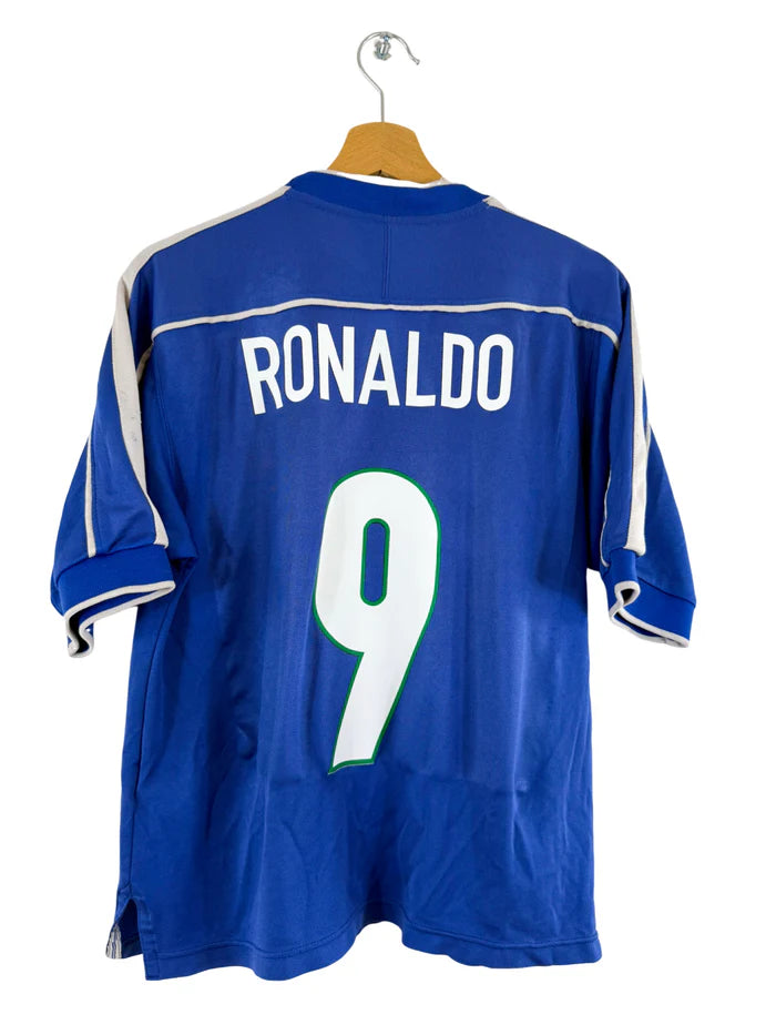 Maillot Brésil No 9 Ronaldo 1998 Bleu
